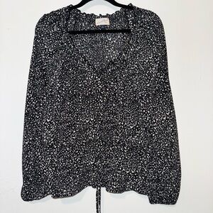 Monochrome Sheer Patterned Blouse